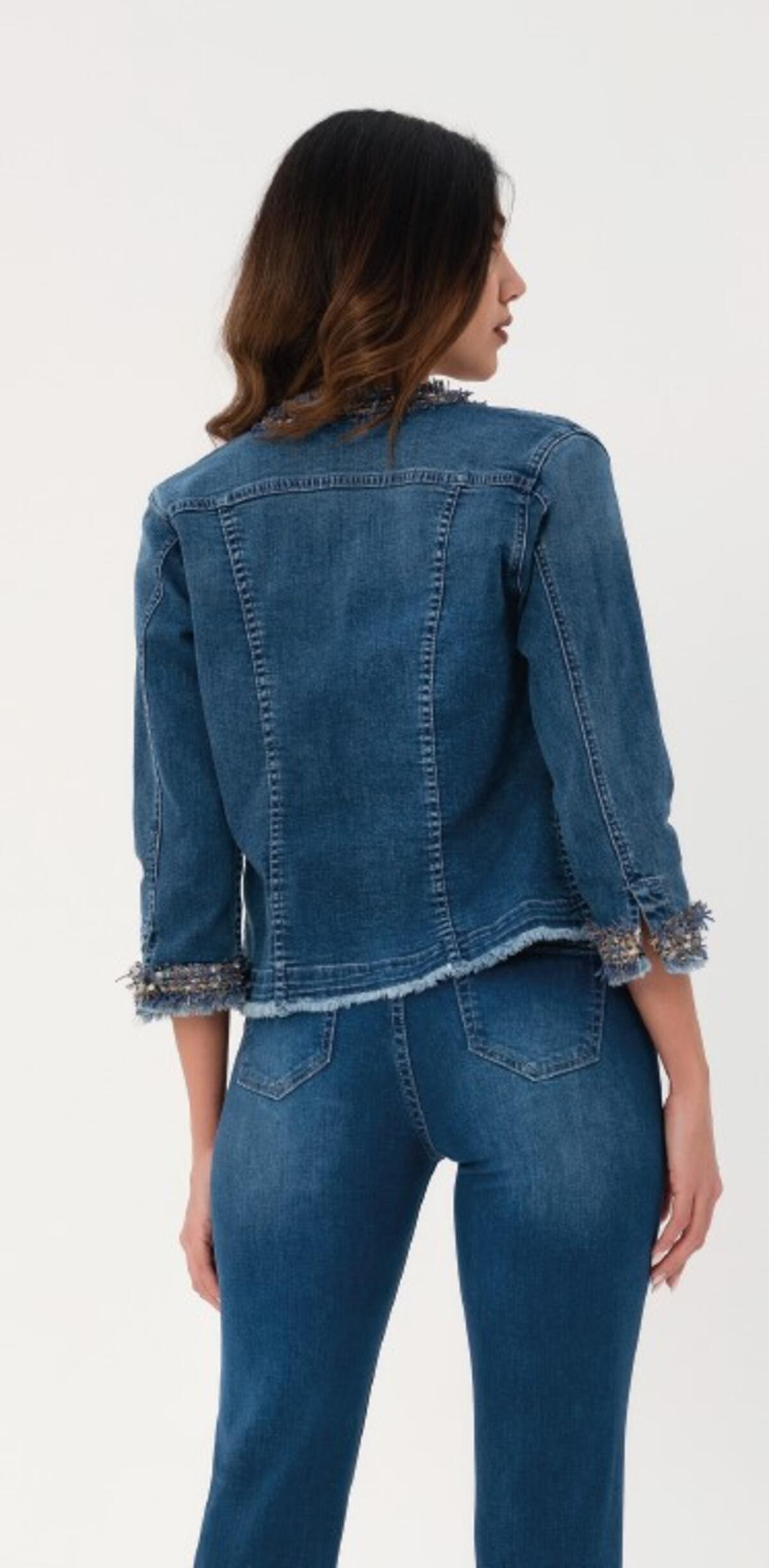CHIARA D'ALBA GIUBBINO JEANS DONNA STRASS FRANGE 90402 | Ingrosso  Abbigliamento Parenti Distribuzione