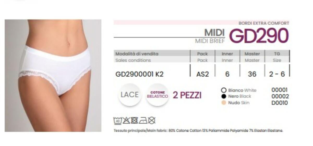 Confezione 9 Slip Donna Cotonella L'Altra 3488 Midi | Mutandine In Cotone Bielastico | Taglie Forti Dalla 2/S Alla 7/3XL | Colore Nero