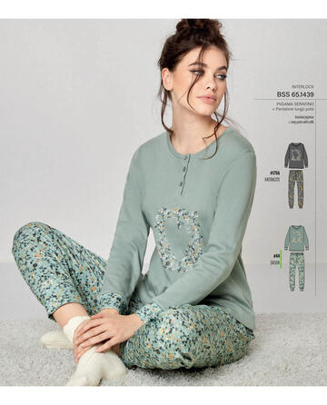 ART. BSS1439- pigiama donna m/l cotone interlock bss1439 - Fratelli Parenti