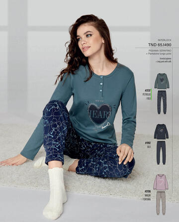ART. TND1442- pigiama donna m/l cotone interlock tnd1442 - Fratelli Parenti