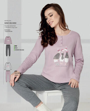 ART. GSO1450- pigiama donna m/l cotone interlock gso1450 - Fratelli Parenti