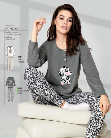 ART. SPT1473- pigiama donna m/l cotone interlock spt1473 - Fratelli Parenti