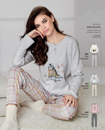 ART. SWR1478- pigiama donna m/l cotone interlock swr1478 - Fratelli Parenti