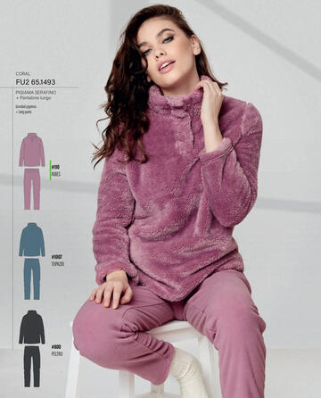 ART. FU21493- pigiama donna m/l coral fleece fu21493 - Fratelli Parenti