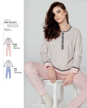 ART. PRV1671- pigiama donna m/l cotone interlock prv1671 - Fratelli Parenti