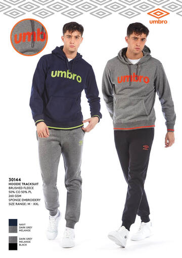 ART. 30144- tuta uomo m/l cappuccio cotone fleece 30144 - Fratelli Parenti