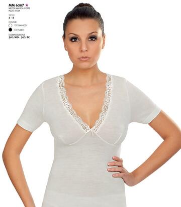 SELI6387- maglia donna m/c misto lana 6387 - Fratelli Parenti