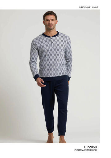ART. GP2058- pigiama uomo m/l cotone interlock gp2058 - Fratelli Parenti