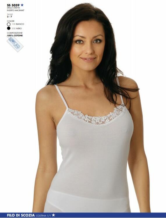 - 5059 CANOTTA S/S INSERTO MACRAME' DONNA