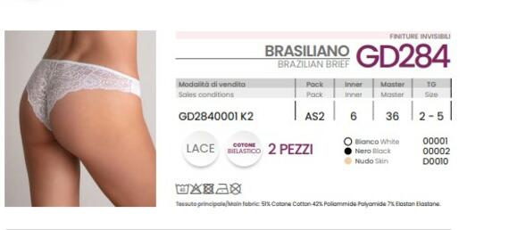 - GD284 BRASILIANO DONNA COTONE E PIZZO